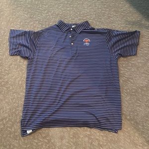 Peter Millar Striped Navy/Orange Polo XL “Ocean Course Kiawah”